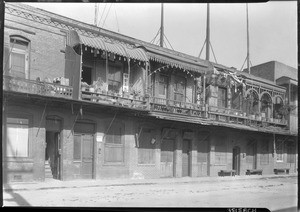 View of buildings along Merchessault Street in Los Angeles's Chinatown looking east, November 1933