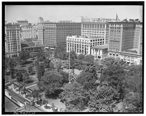 Pershing Square from the top of an area building, ca.1920-1939