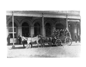 Stagecoach at Pico House, Los Angeles, ca.1884