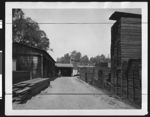 View of the Lasky Studio lumber yard, ca.1925