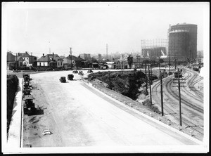 View southwest showing Ramona Boulevard from the Macy Street Bridge after completion of project, April 16, 1935