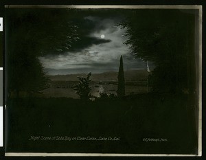 Night scene at Soda Bay on Clear Lake, Lake County, California, ca.1910