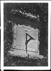 Stone sundial at Mission Santa Barbara