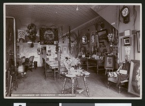 Interior view of the Redlands Board of Trade, ca.1902