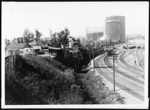 View southwest showing the proposed Ramona Boulevard from Macy Street Bridge, November 15, 1933