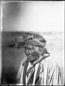Portrait of an old Mojave Indian man, a leader of the tribe, ca.1900