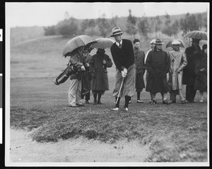 A golfer at the Los Angeles Open Golf Tourney at the Riviera Country Club, ca.1930
