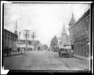 View of Main Street (or Los Angeles Street?), looking north, just south of Center Street, ca.1902