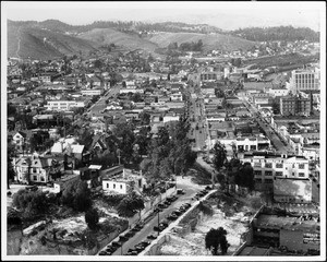 Birdseye view of Los Angeles looking northeast from the City Hall tower, ca.1931