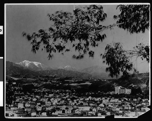 Birdseye view of Glendale from the hills north of Los Angeles, 1920-1940