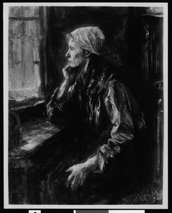 The painting "Forsaken" by Jozef Israels, depicting a woman staring out her window