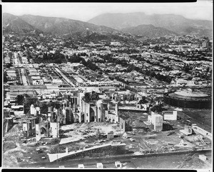 Aerial view of Hollywood, showing the Pickford-Fairbanks Studio on Santa Monica Boulevard, California, 1926