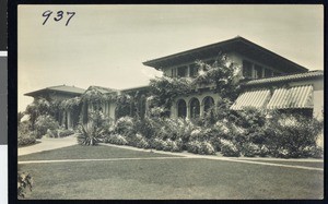 Exterior view of the El Mirasol Hotel in Santa Barbara, ca.1930