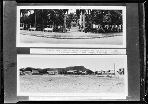 Composite of two views of Bolivar Park and Colina de la Popa in Cartagena, Colombia