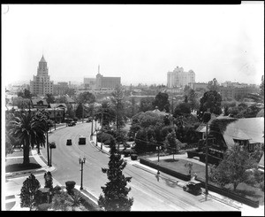 View of Hollywood looking south from the head of Highland Avenue near Franklin Avenue and Western Avenue, June 1928