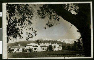 Scripps College, with snow-capped mountains, ca.1930