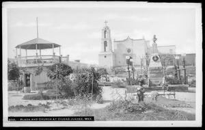 Plaza and church in Juarez, Paso del Norte, Mexico, ca.1905