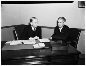 University of California at Los Angeles President Robert Sproul behind a desk, November, 1937