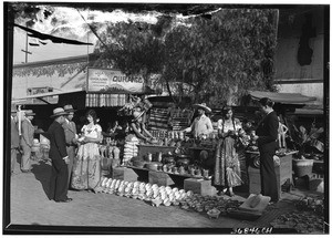 Pottery vendors in El Paseo de Los Angeles, October 22, 1930