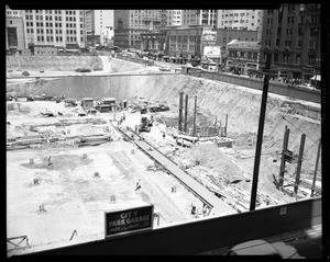 Construction of the City Garage in Pershing Square in Los Angeles, 1951