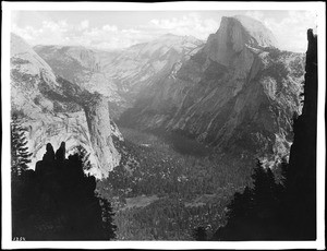 View of Half Dome and Yosemite Valley from Yosemite Trail, Yosemite National Park, ca.1900-1930