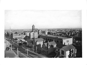Panoramic view of Los Angeles from Second Street and Hill Street, ca.1890-1895