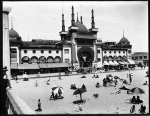 Exterior view of the Ocean Park Bath House in Santa Monica, ca.1920