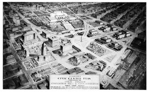 Drawing of a suggested civic center plan for downtown Los Angeles