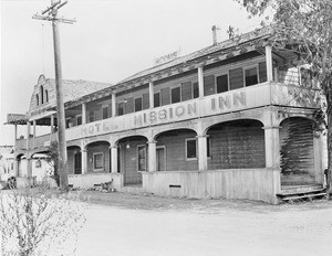 Exterior view of the Mission Inn Hotel (aka Mendelson Hotel) at San Juan Capistrano