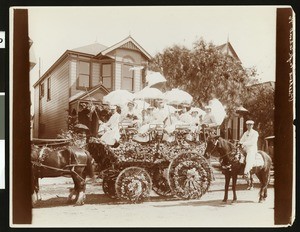 Pasadena High School float at the La Fiesta Parade in Los Angeles, 1896