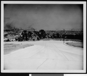 View of a street intersection on a hillside at Gaffey Street and Hamilton Street, San Pedro