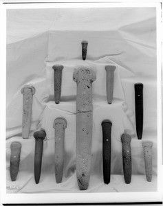 Collection of twelve prehistoric Indian ceremonial spikes from Southern California, January 1904