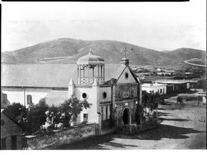 Plaza Church of Mission Los Angeles and Plaza, ca.1870