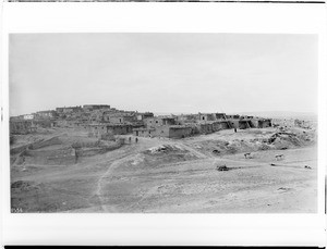 View of Zuni Indian pueblo from the gardens, ca.1900