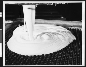 Mattress-making process at the United States Rubber Company, ca.1950