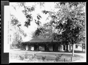 View of the ivy-covered porch of Colonel Purcell's old adobe house in San Gabriel, June 4, 1930