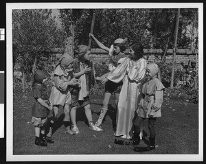 Children in costume during a dramatic presentation, ca.1930