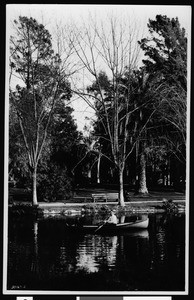 Man and a young girl in a rowboat at Echo Park Lake, 1924