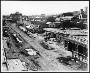 View of Main Street looking south from Pico House, ca.1874