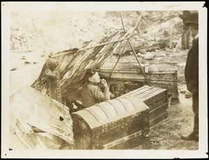 Refugee in her makeshift home after the earthquake, San Francisco, 1906