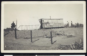 Encampment of men in the Right of Way War, ca.1910