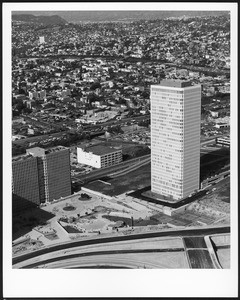 Unidentified condominium building near the Department of Water and Power in downtown Los Angeles, 1960-1969