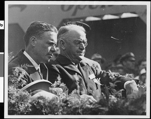 Portrait of Charles Lindbergh and an unidentified man, 1928