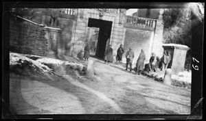 View of soldiers outside a building in France during World War I, ca.1916