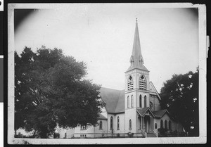 Exterior view of the Methodist Church in Los Gatos, California, ca.1900