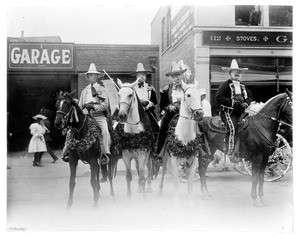 Portrait of caballeros at La Fiesta, Los Angeles, 1906