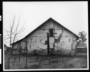 Remains of the old J.P. Bernal adobe on the F.E. "Lucky" Baldwin ranch in Pleasanton, ca.1937