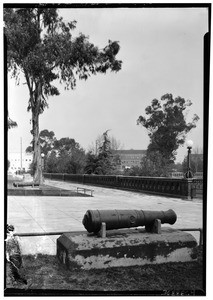 Old cannon mounted on a concrete pedestal