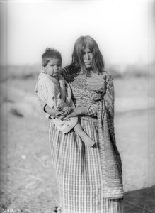 Mojave Indian mother holding her baby daughter, ca.1900