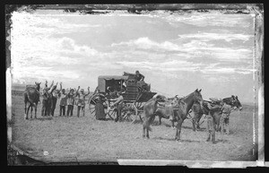 A mock holdup of a stage coach, ca.1880